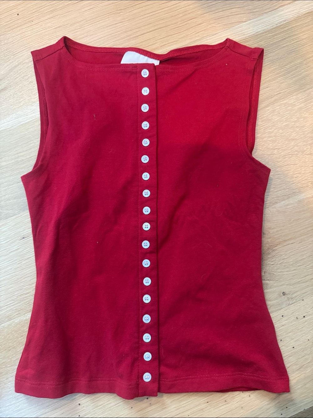 Reformation Red Button-Front Sleeveless Tank